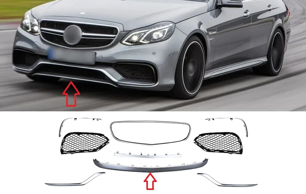 Mercedes E Series W212 AMG E63 Front Bumper Chrome Trim Lower Centre