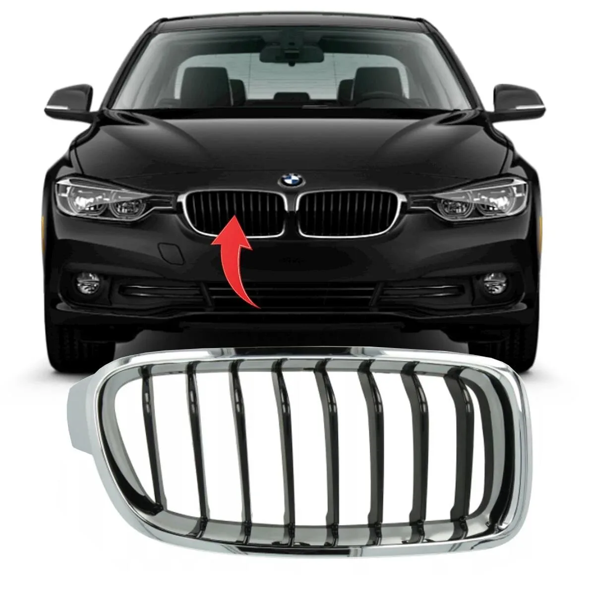 BMW 3 Serisi F30 Panjur Sağ Krom İçi Siyah