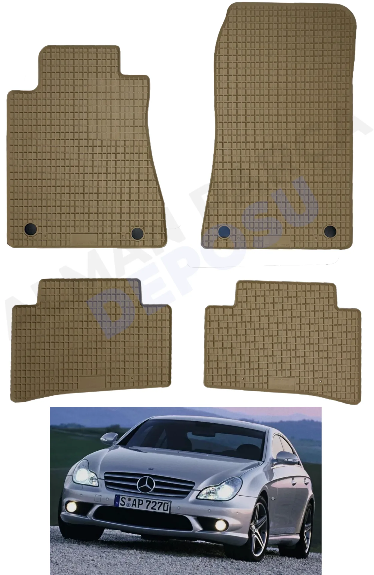 Mercedes W219 Rubber Floor Mat Beige Odorless Original Custom-Cut Schönek