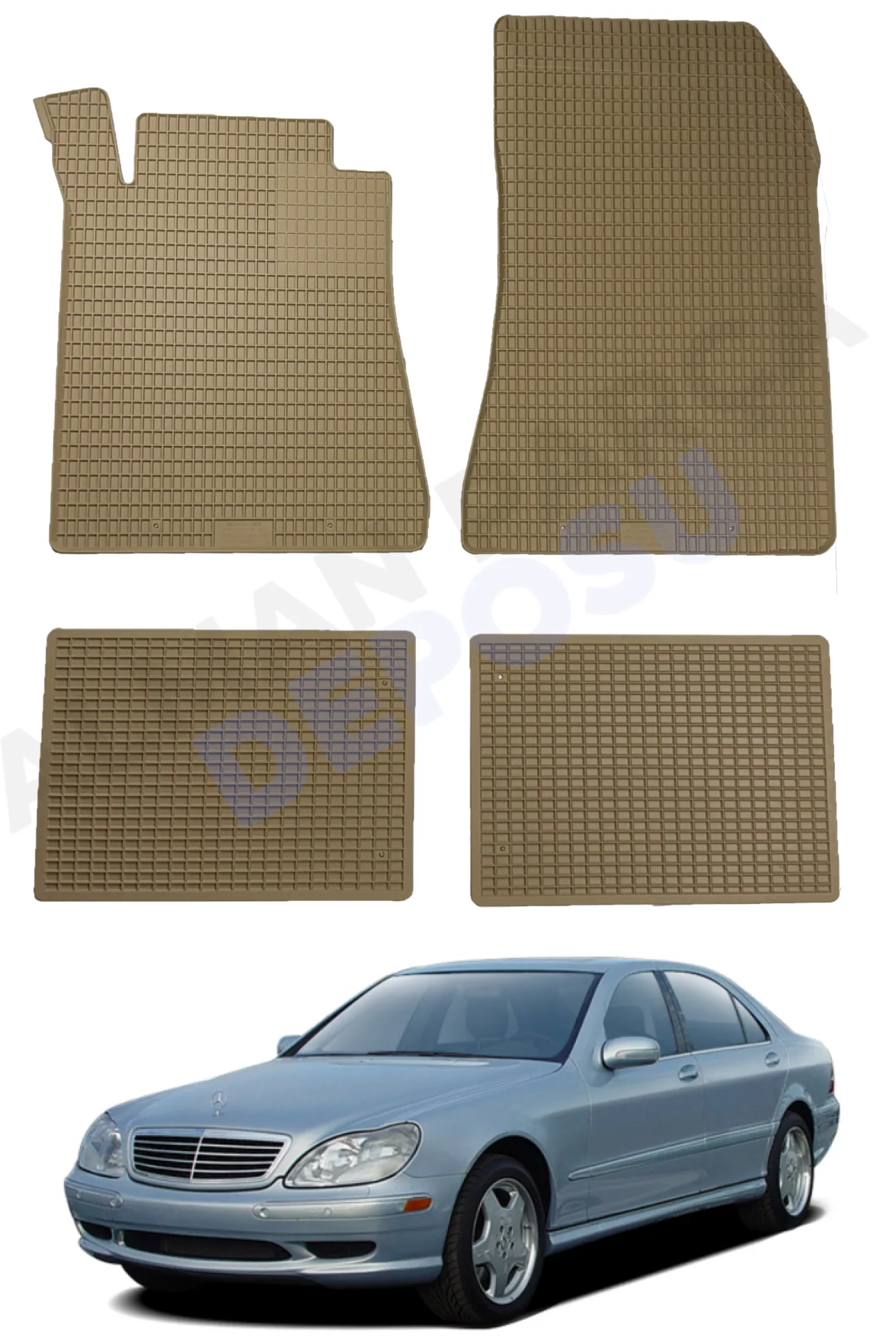 Mercedes W220 Rubber Floor Mat Beige Odorless Original Custom-Cut Schönek