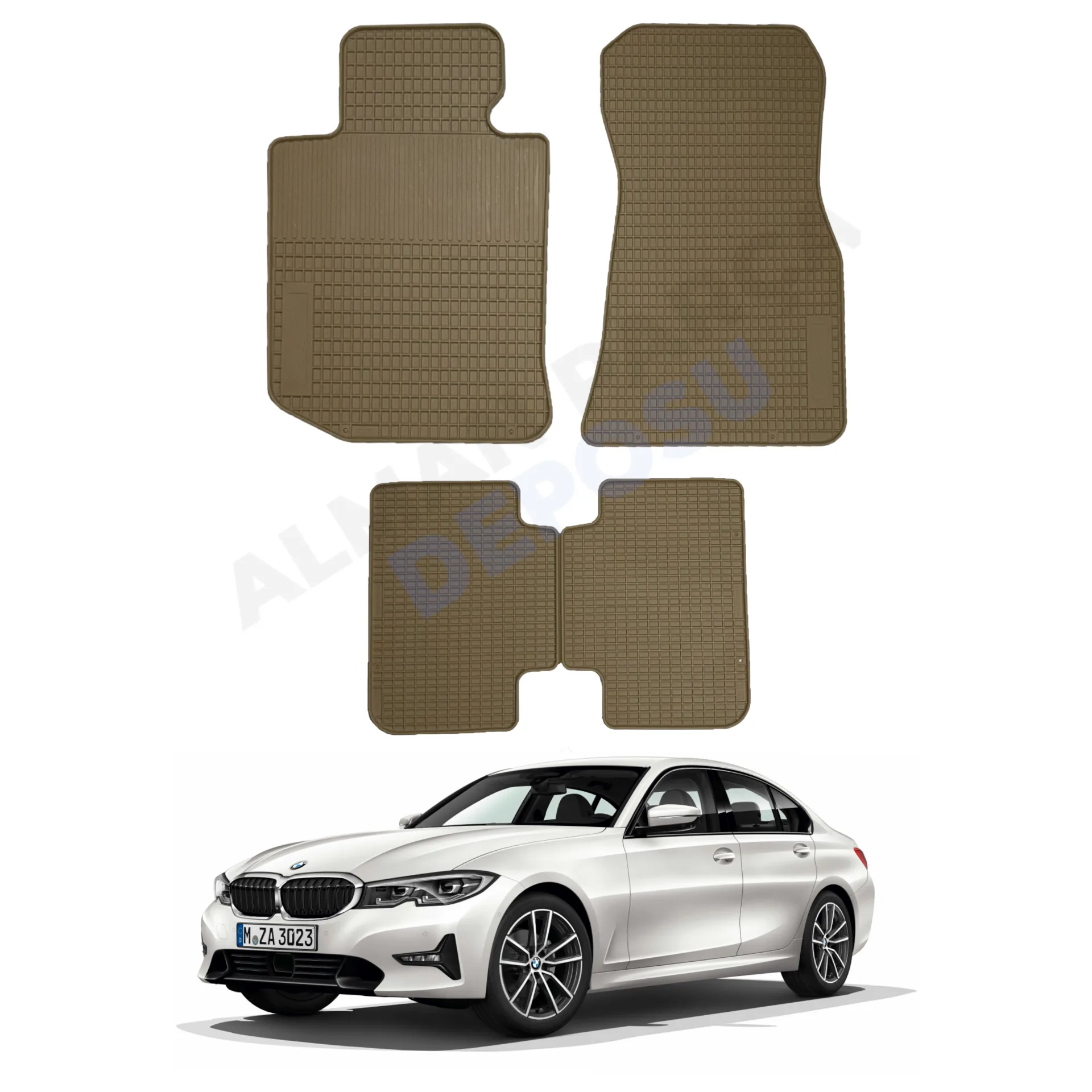 BMW 3 Series 2018- G20 F34 Rubber Floor Mat Beige Odorless Original Custom-Cut Schönek