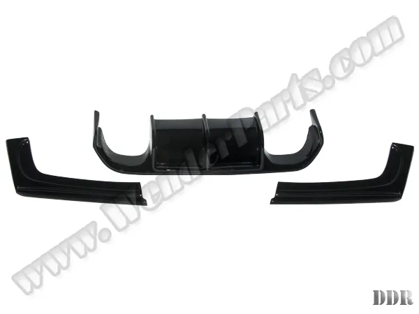 BMW 3 Series F30 2012-2018 Bumper Diffuser Rear: Dual Exhaust Outlet (Single+Single) Center Exhaust Outlet Piano Black (OEM Plastic)