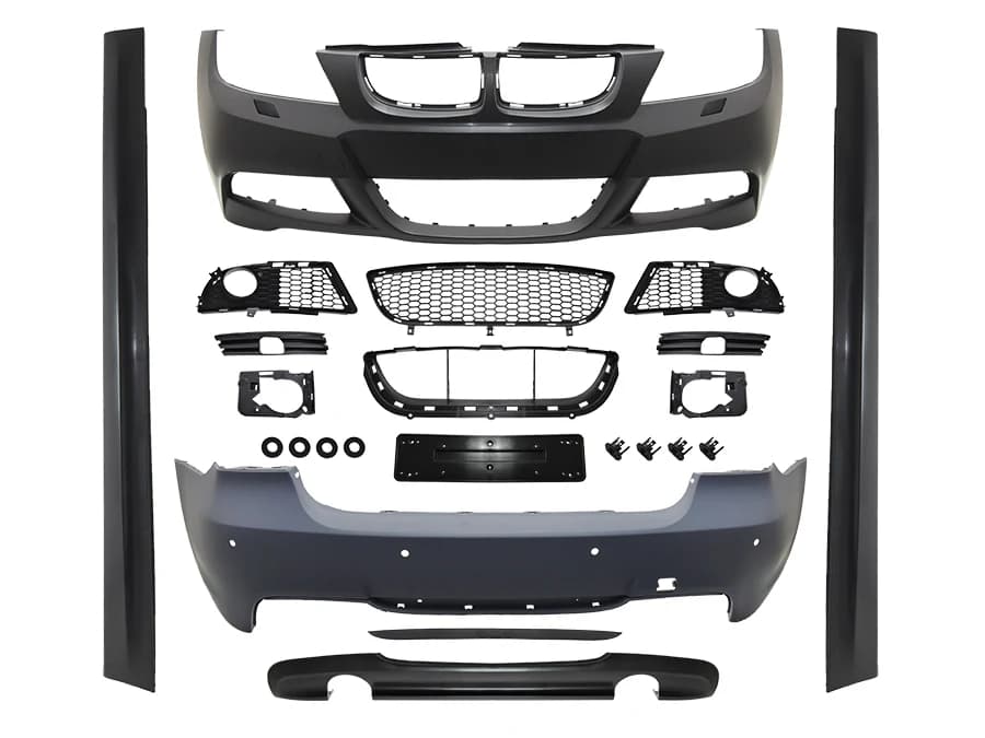 BMW 3 Serisi E90 2004-2012 M-Tech- 335i Gövde Kiti Far Yıkamalı PDC'li Arka Çift Egzoz Çıkışlı Marşpiyeli