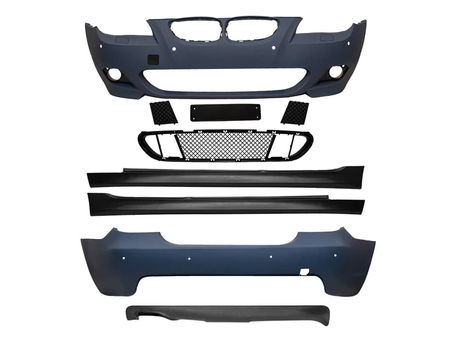 BMW 5 Serisi E60 2001-2010 M-Tech Gövde Kiti Far Yıkamalı PDC'li Ön/Arka 24mm Çift Egzoz Çıkışlı Marşpiyeli