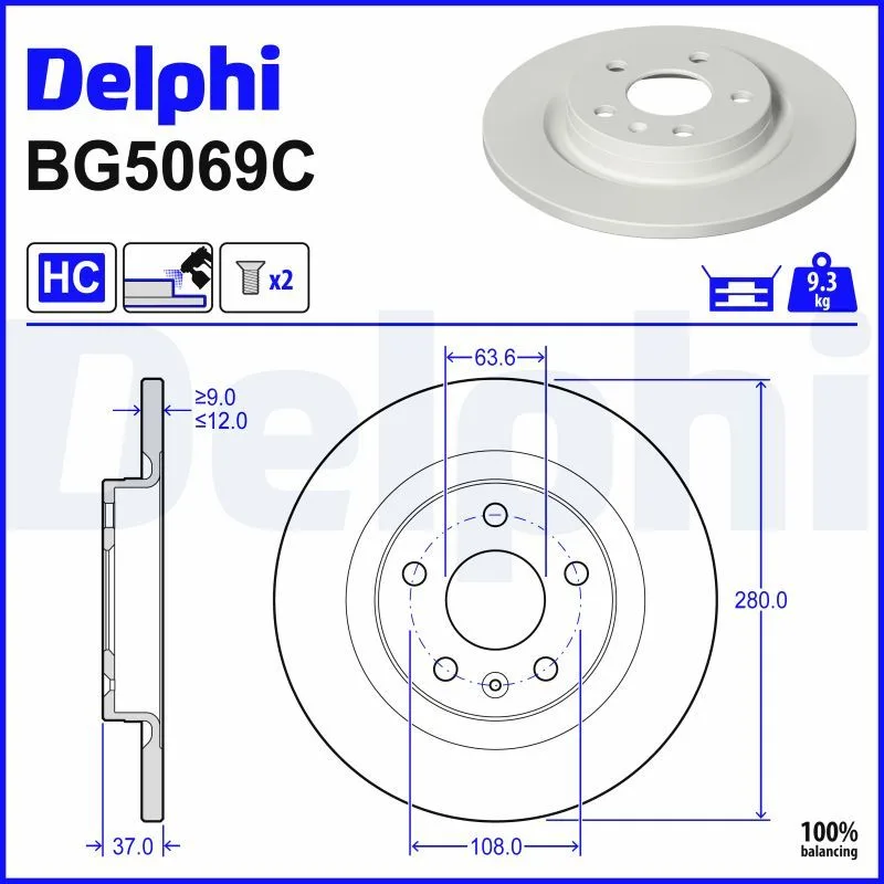 Mercedes W223 Brake Disc Rear Solid 280mm