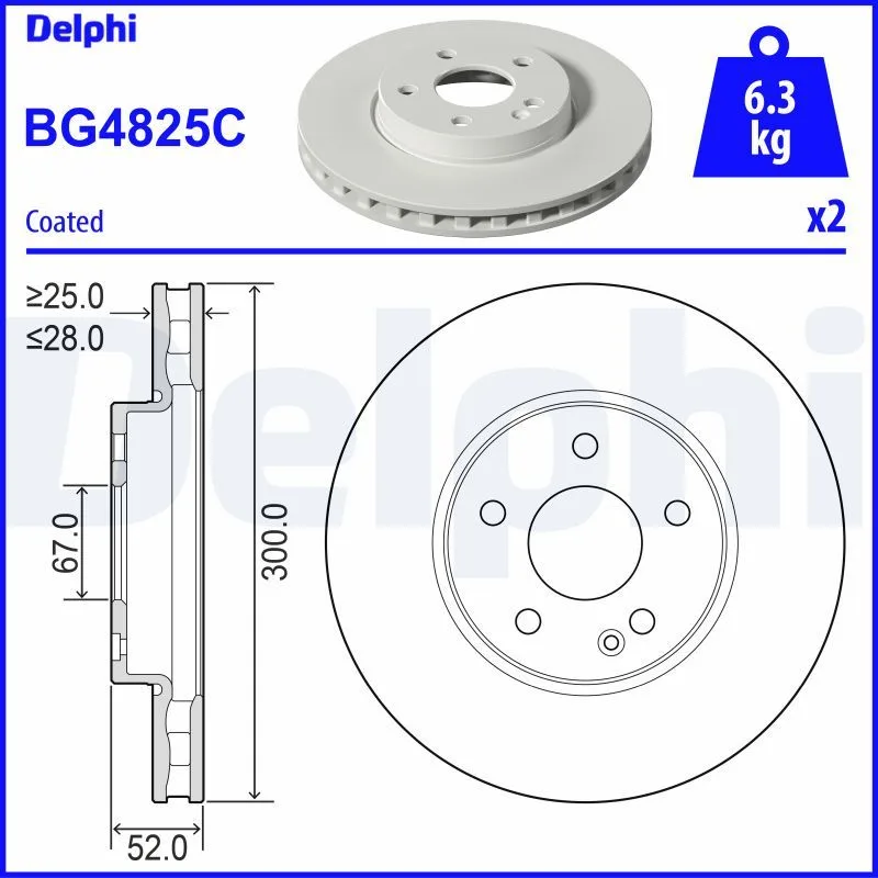 Mercedes W447 Brake Disc Front Pneumatic 300mm