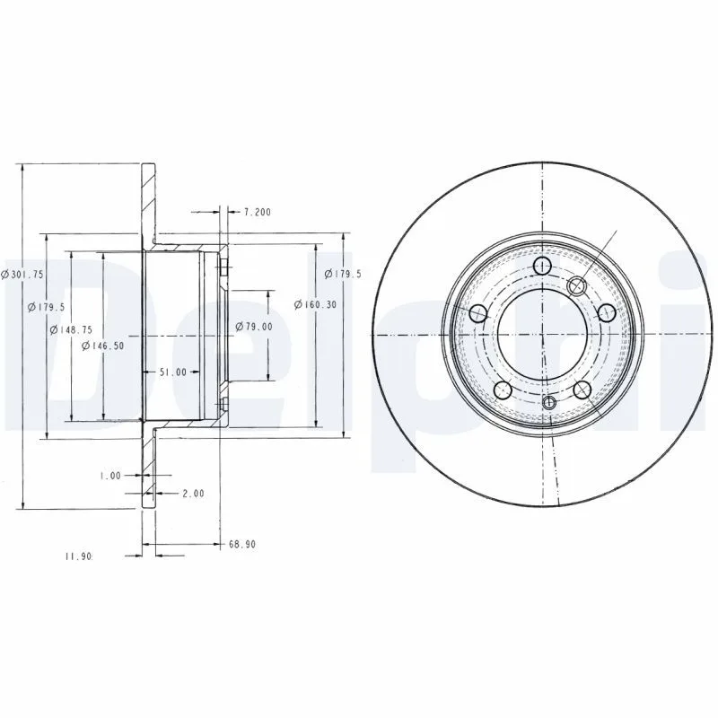 BMW 5 Series E34 Brake Disc Rear Solid 302mm