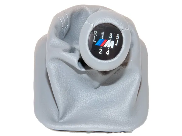 BMW 3 Series E30 1983-1991 Knob Gear Boot -5 Forward- Manual Gearbox Grey Synthetic Leather