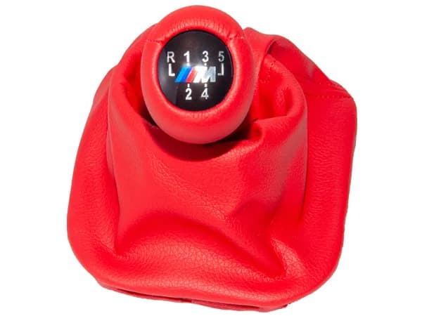 BMW 5 Series E34 Knob Gear Boot -5 Forward- Manual Gearbox Red Synthetic Leather
