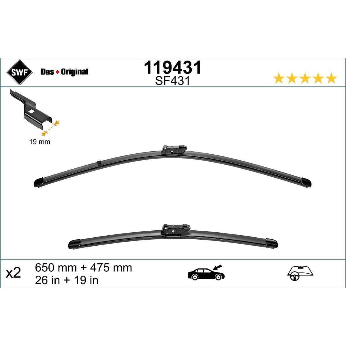 BMW 5 Serisi G31 JA1 Silecek Takımı 640+475 mm