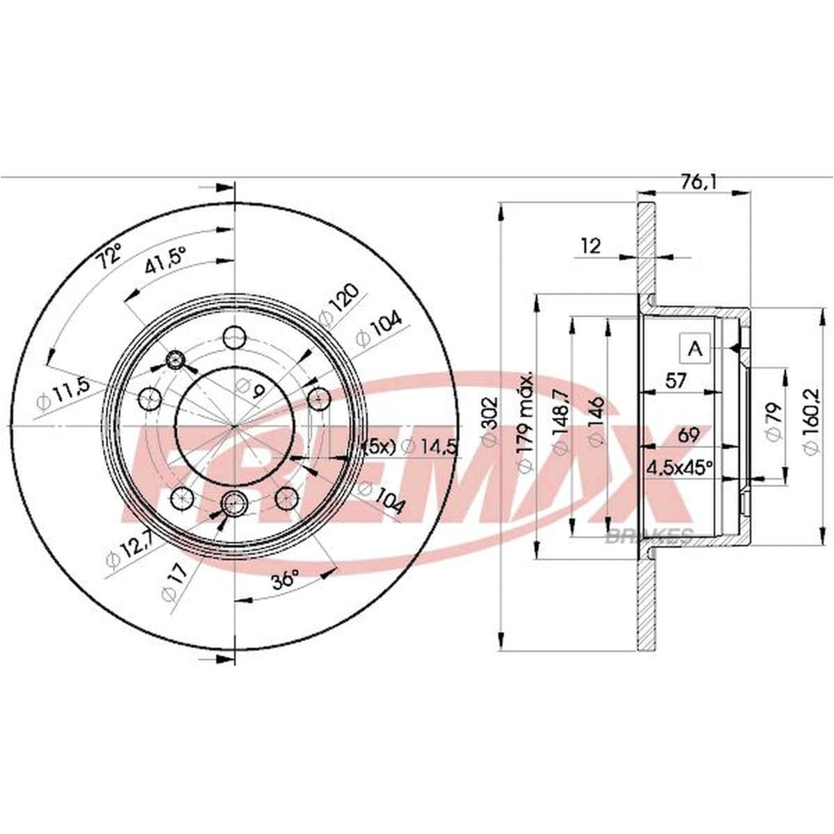 BMW 5 Series E34 Brake Disc Front Plain